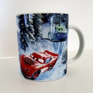 DISNEY COFFEE MUG | CARS MOVIE WINTER SCENERY | RACE CARS | COLLECTOR'S ITEM